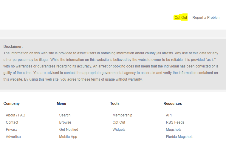 jailbase opt out button